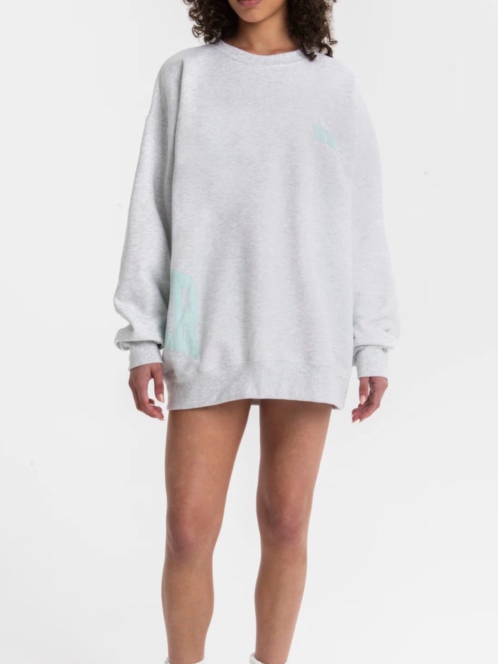The Bar VARSITY WRAPPED SWEATSHIRT LT HEATHER GREY/MINT